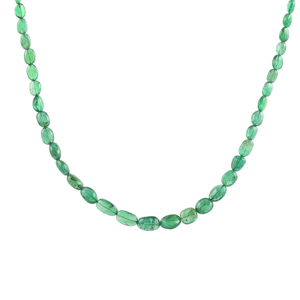 shop lc Rhapsody AAAA Zambian Emerald Beaded Necklace Graduated Single Strand Beaded Necklace 18 Inch Necklace In 950 Platinum 60.00 ctw