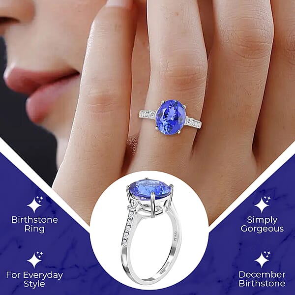Shop Lc Rhapsody Certified And Appraised AAAA Tanzanite And E-F VS Diamond 4.35 Ctw Accent Ring 950 Platinum Ring Tanzanite Jewelry For Her 5 Grams (Del. In 10-15 Days)