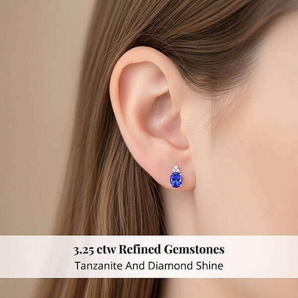 Shop Lc Rhapsody Certified And Appraised AAAA Tanzanite And E-F VS Diamond 3.25 Ctw Accent Earrings 950 Platinum Earrings Tanzanite Gifts For Her 4.15 Grams
