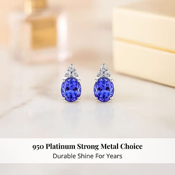 Shop Lc Rhapsody Certified And Appraised AAAA Tanzanite And E-F VS Diamond 3.25 Ctw Accent Earrings 950 Platinum Earrings Tanzanite Gifts For Her 4.15 Grams