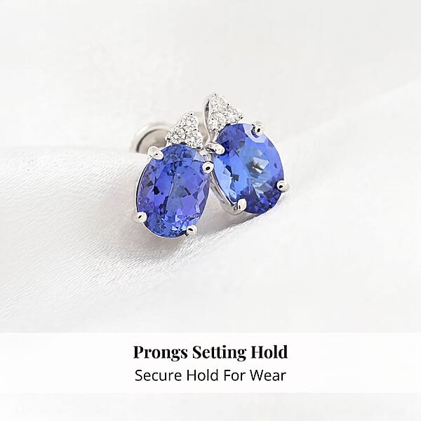 Shop Lc Rhapsody Certified And Appraised AAAA Tanzanite And E-F VS Diamond 3.25 Ctw Accent Earrings 950 Platinum Earrings Tanzanite Gifts For Her 4.15 Grams