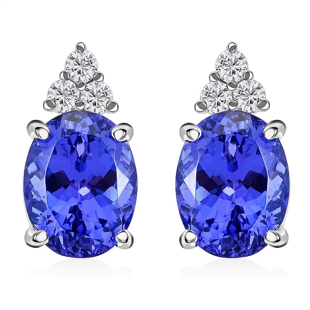 shop lc Rhapsody Certified and Appraised AAAA Tanzanite and E-F VS Diamond 3.25 ctw Accent Earrings 950 Platinum Earrings Tanzanite Gifts For Her 4.15 Grams