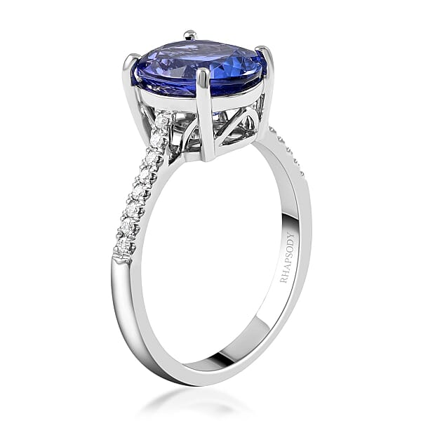 Shop Lc Rhapsody Certified And Appraised AAAA Tanzanite And E-F VS Diamond 4.10 Ctw Accent Ring 950 Platinum Ring Gifts For Her 6.60 Grams