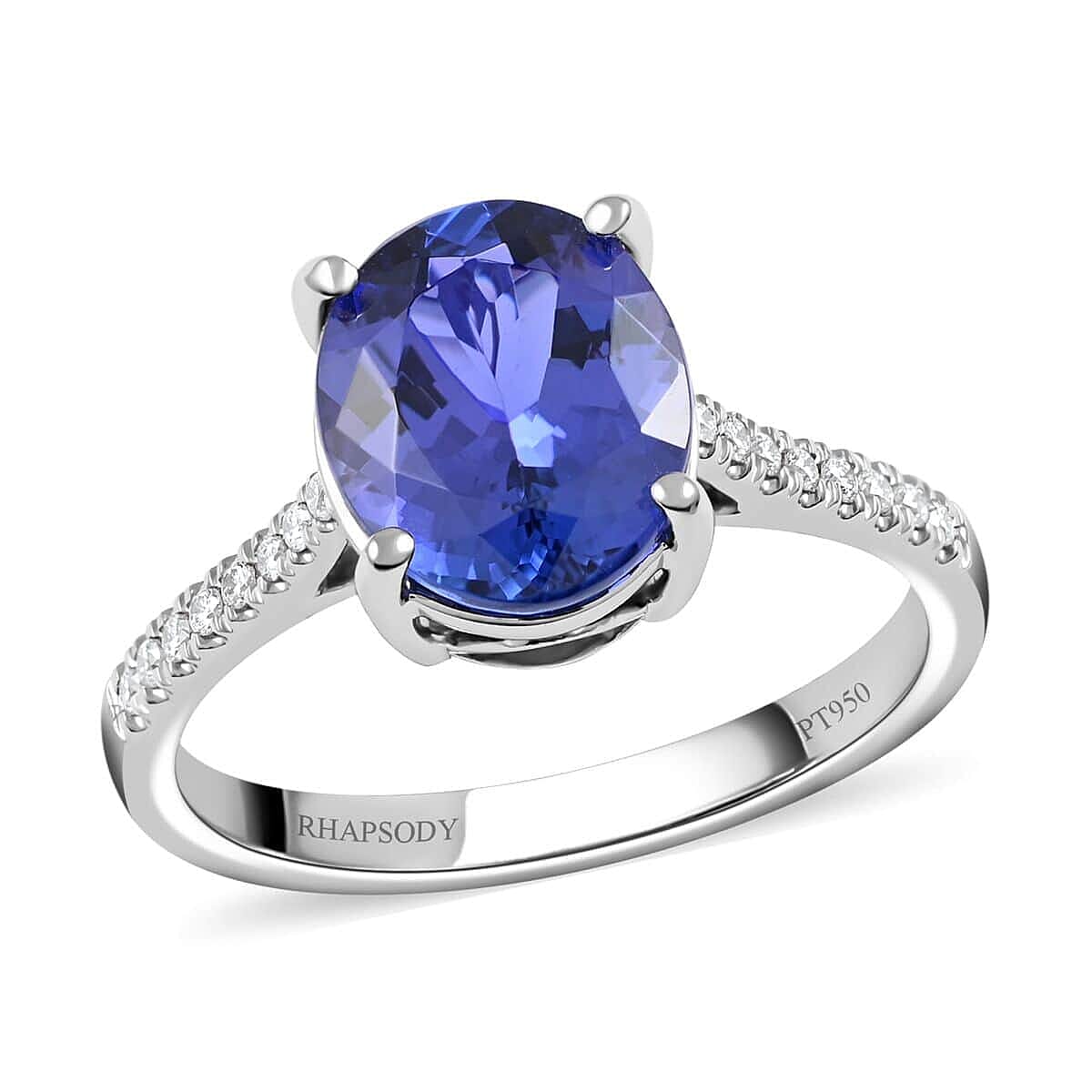 shop lc Rhapsody Certified and Appraised AAAA Tanzanite and E-F VS Diamond 4.10 ctw Accent Ring 950 Platinum Ring Gifts For Her 6.60 Grams