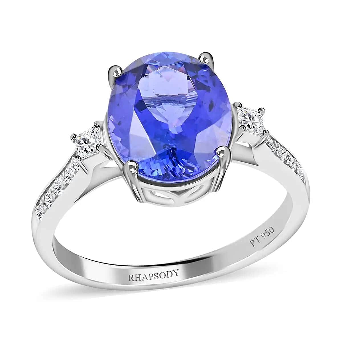 shop lc Rhapsody Certified and Appraised AAAA Tanzanite and E-F VS Diamond 4.35 ctw Accent Ring 950 Platinum Ring Tanzanite Jewelry For Her 5 Grams (Del. in 10-15 Days)