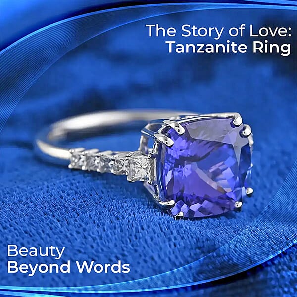 Shop Lc Rhapsody Certified & Appraised AAAA Tanzanite And E-F VS Diamond 4.00 Ctw Accent Ring 950 Platinum Ring Wedding Ring 4 Grams