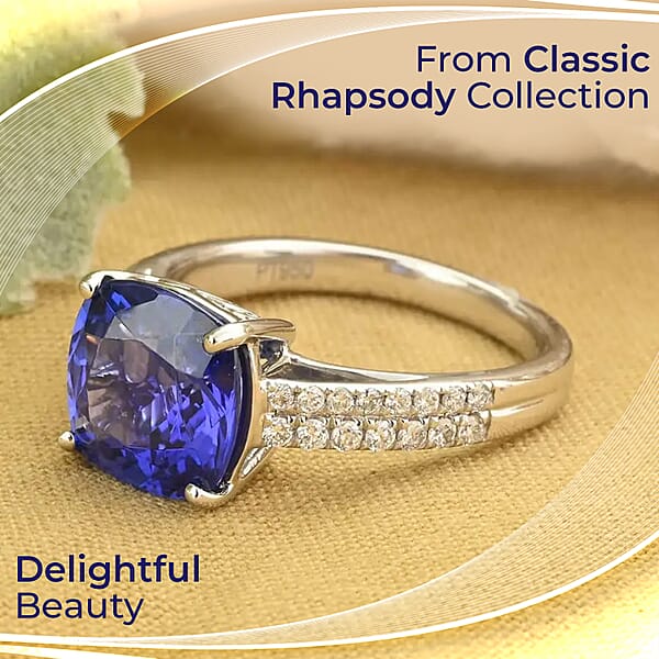Shop Lc Rhapsody Certified & Appraised AAAA Tanzanite And E-F VS Diamond 3.55 Ctw Accent Ring 950 Platinum Ring Wedding Ring 6 Grams