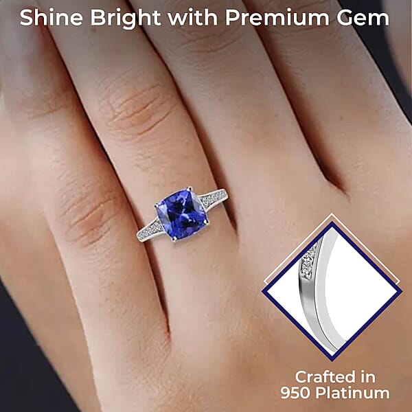 Shop Lc Rhapsody Certified & Appraised AAAA Tanzanite And E-F VS Diamond 4.00 Ctw Accent Ring 950 Platinum Ring Wedding Ring 6 Grams