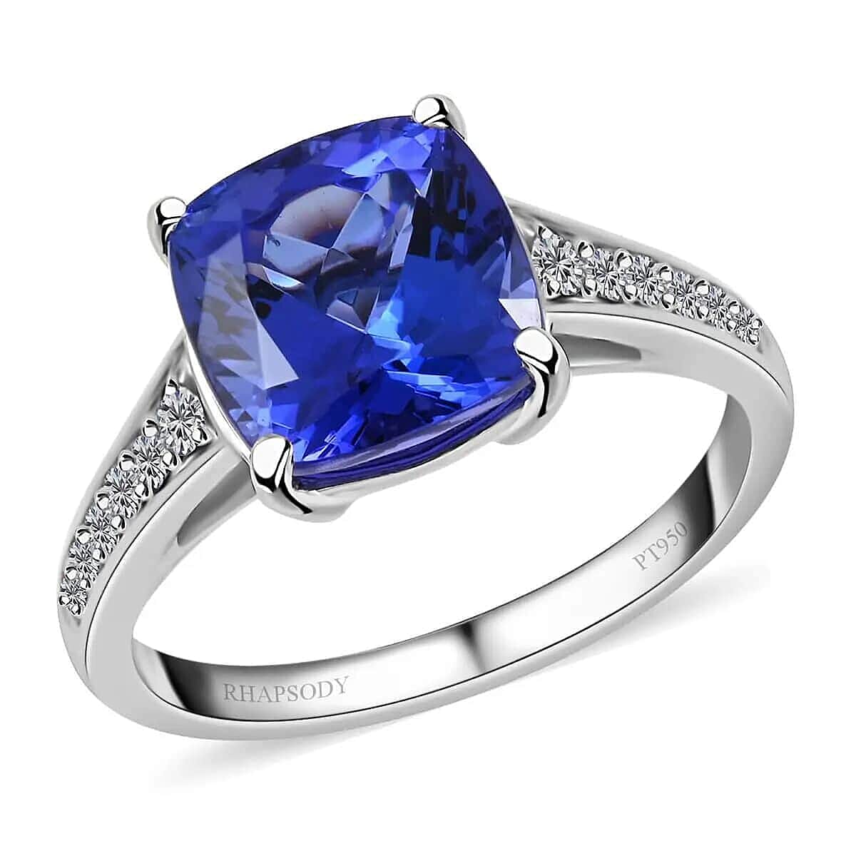 shop lc Rhapsody Certified & Appraised AAAA Tanzanite and E-F VS Diamond 4.00 ctw Accent Ring 950 Platinum Ring Wedding Ring 6 Grams