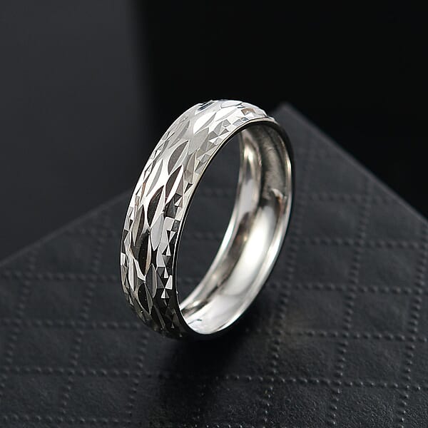 Shop Lc Rhapsody Diamond-Cut Band Ring In 950 Platinum 5.90 Grams