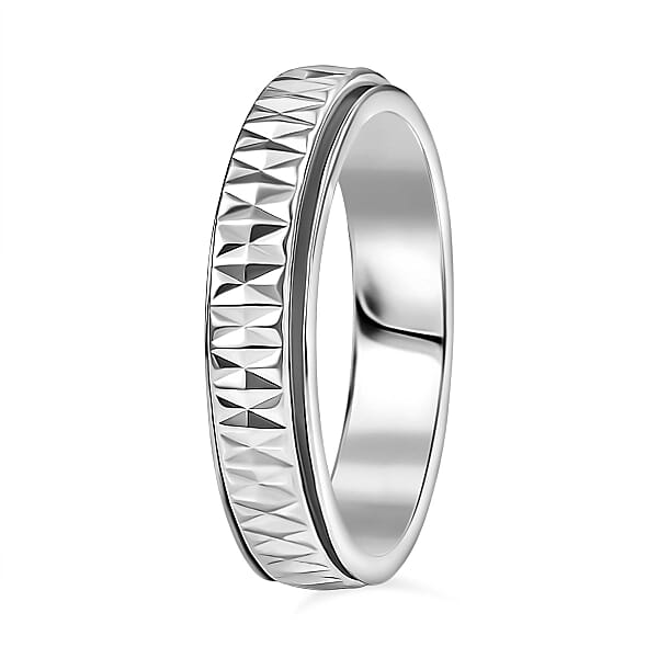 Shop Lc Rhapsody Diamond Cut Spinner Band Ring In 950 Platinum 6.37 Grams