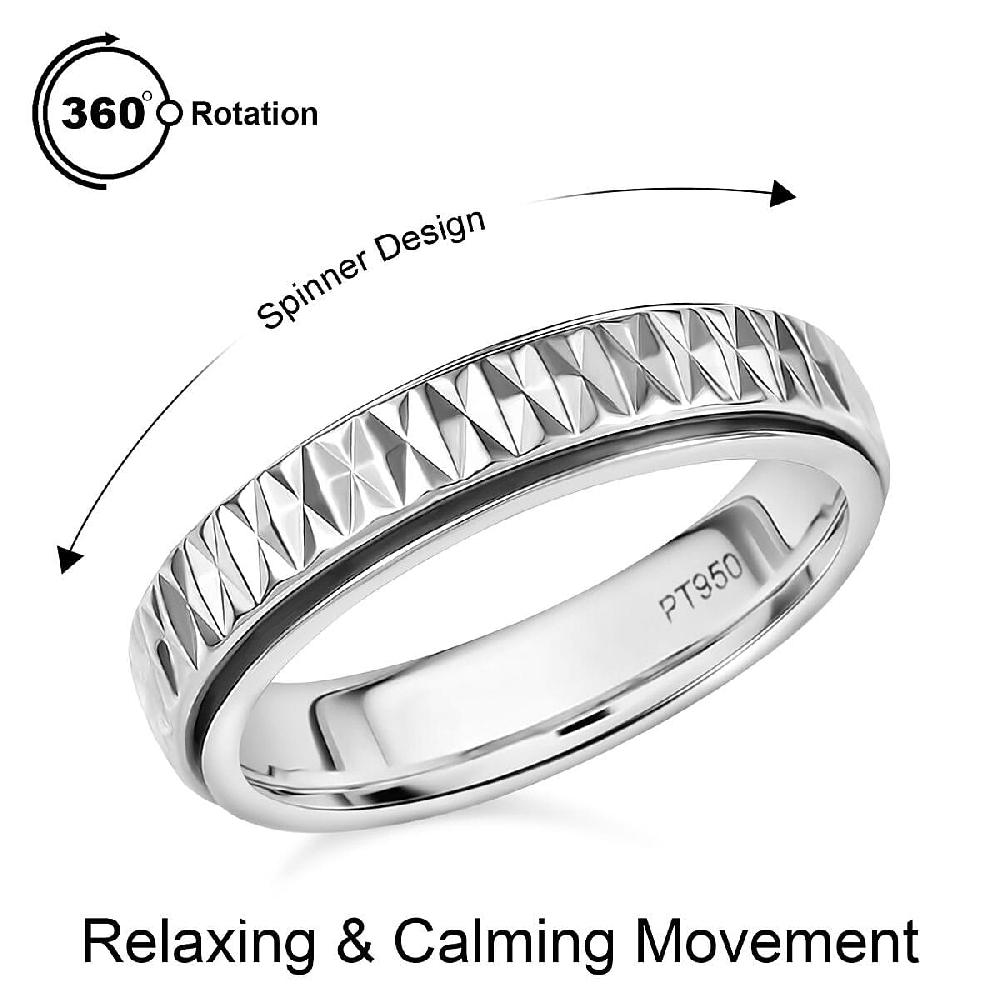 shop lc Rhapsody Diamond Cut Spinner Band Ring in 950 Platinum 6.37 Grams