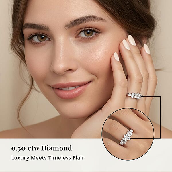 Shop Lc Rhapsody IGI Certified 950 Platinum Diamond 0.50 Ctw Ring Ballerina Ring Wedding Rings Engagement Rings