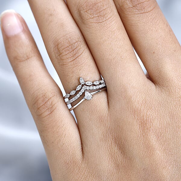 Shop Lc Rhapsody IGI Certified 950 Platinum Diamond E-F VS Set Of 3 Stackable Ring 0.33 Ctw