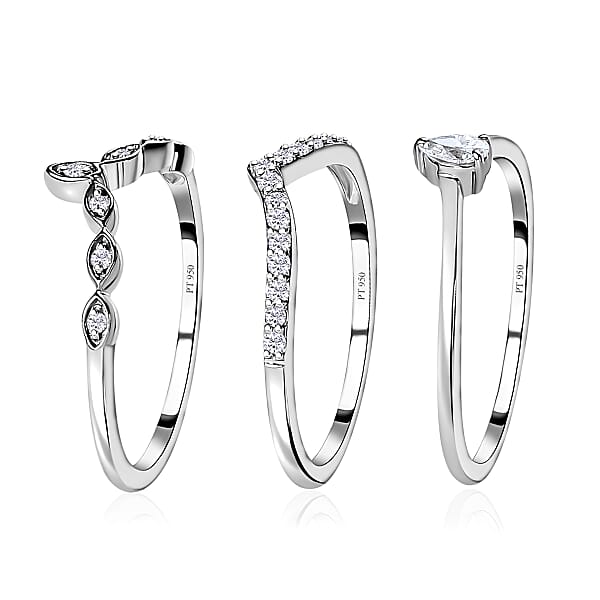 Shop Lc Rhapsody IGI Certified 950 Platinum Diamond E-F VS Set Of 3 Stackable Ring 0.33 Ctw