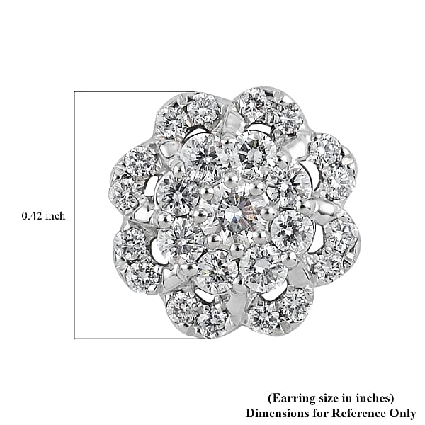 Shop Lc Rhapsody IGI Certified 950 Platinum E-F VS Diamond Flower Stud Earrings 1.00 Ctw