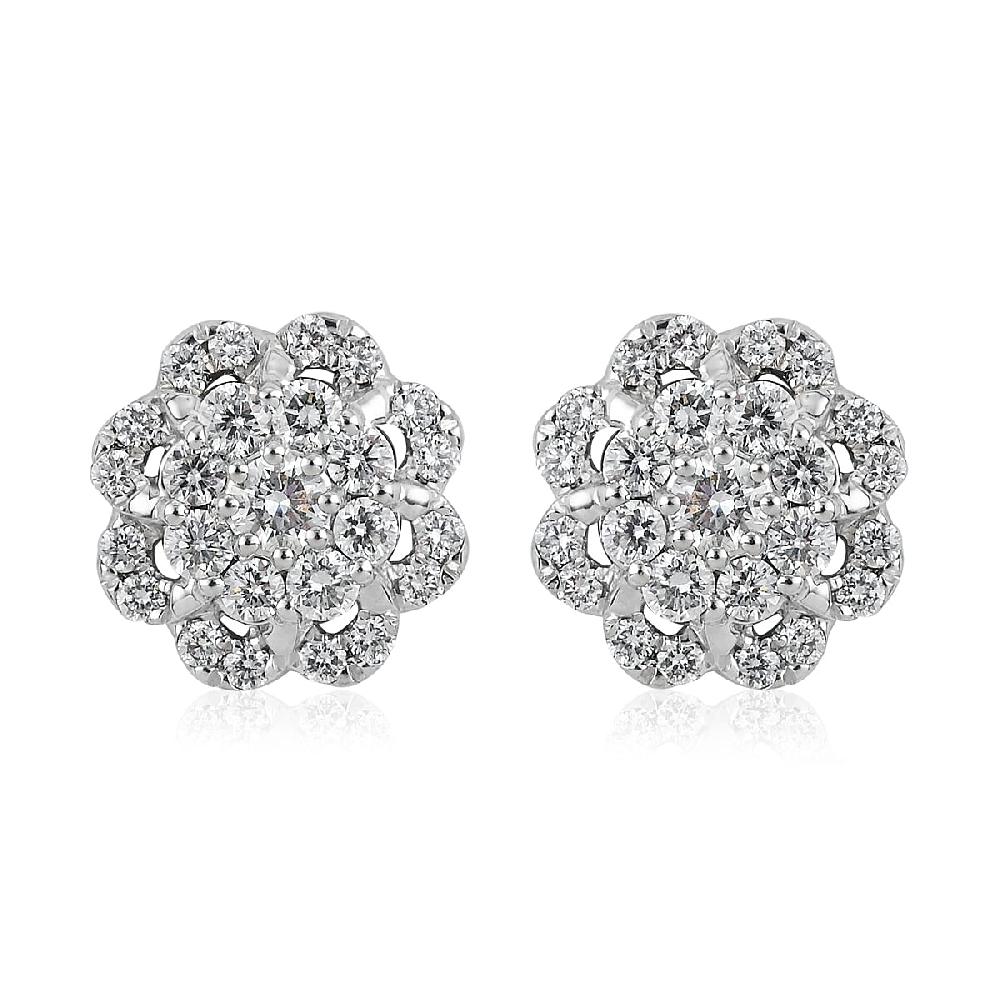shop lc Rhapsody IGI Certified 950 Platinum E-F VS Diamond Flower Stud Earrings 1.00 ctw