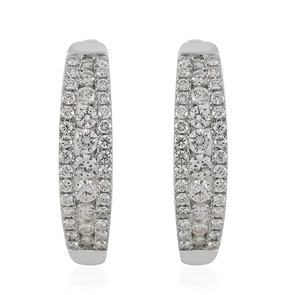 shop lc Rhapsody IGI Certified 950 Platinum E-F VS Diamond Hoop Earrings 7.75 Grams 1.00 ctw