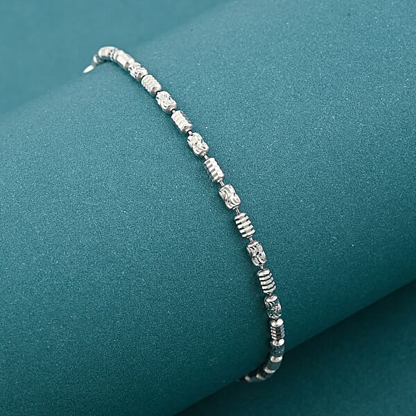 Shop Lc Rhodium Over Sterling Silver 2mm Typhoon Bracelet (7.50 In) 2.36 Grams