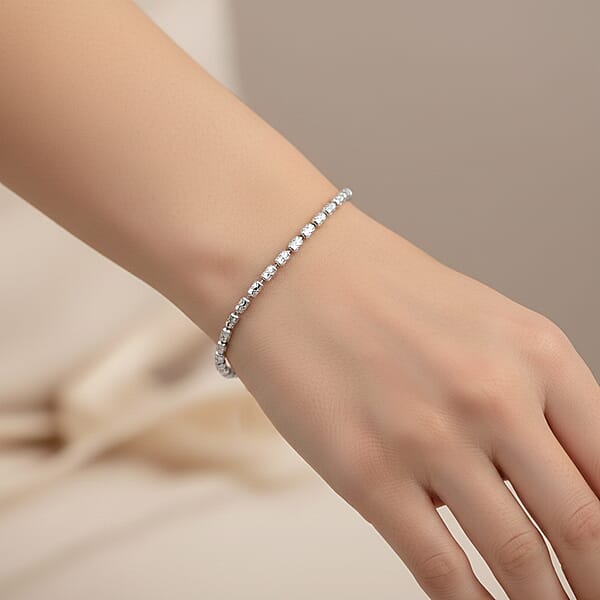 Shop Lc Rhodium Over Sterling Silver 2mm Typhoon Bracelet (7.50 In) 2.36 Grams