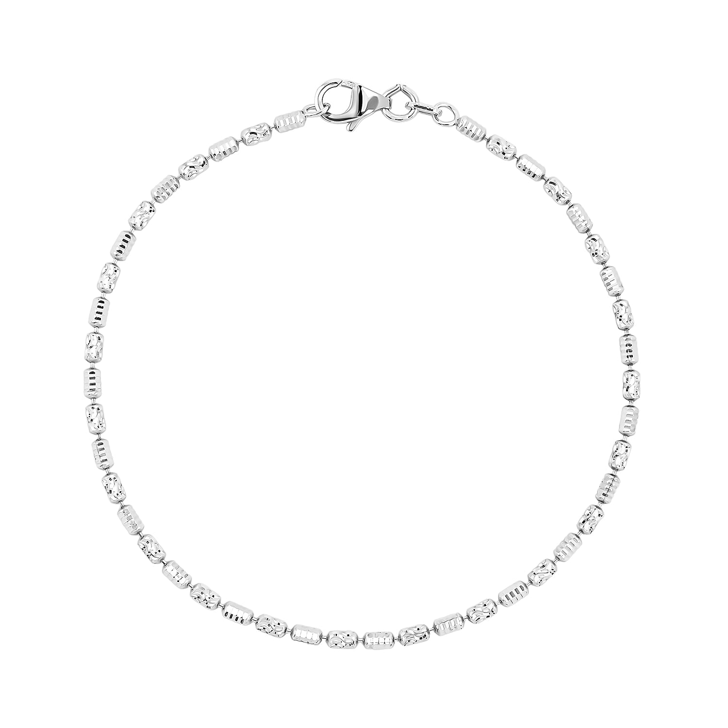 shop lc Rhodium Over Sterling Silver 2mm Typhoon Bracelet (7.50 In) 2.36 Grams