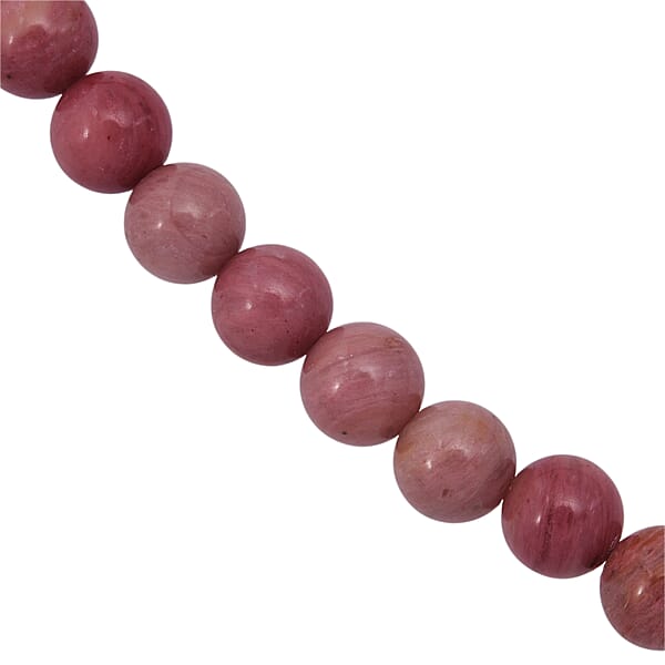 Shop Lc Rhodonite Beaded Necklace With Magnetic Lock In Sterling Silver 150.00 Ctw (18 Inches)