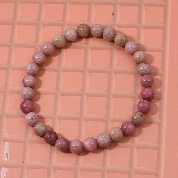 Shop Lc Rhodonite Beaded Stretch Bracelet 55.00 Ctw