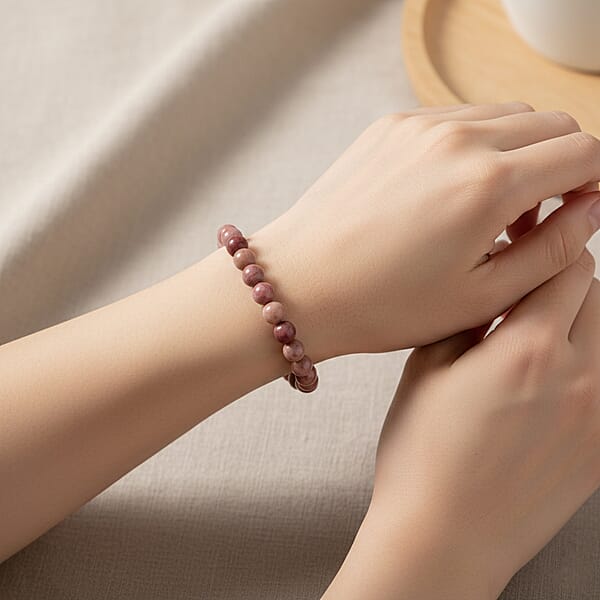 Shop Lc Rhodonite Beaded Stretch Bracelet 55.00 Ctw