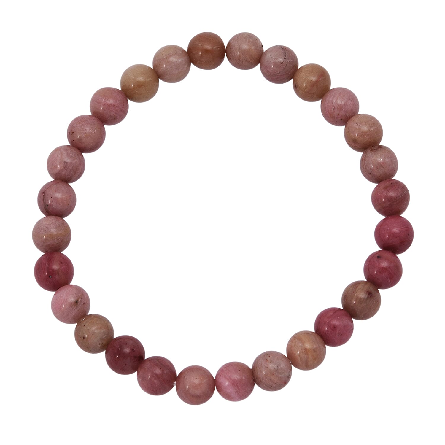 shop lc Rhodonite Beaded Stretch Bracelet 55.00 ctw