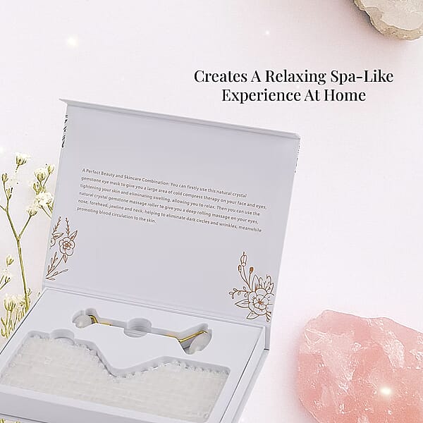 Shop Lc Rock Crystal Quartz Eye Mask (8.28x3.54) With Face Roller (5.82x1.57x2.36)