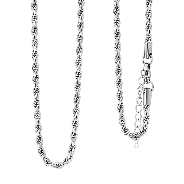 Shop Lc Rope Chain Bracelet (8.50In) And Necklace (24 Inches) In Stainless Steel