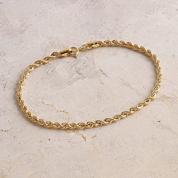 Shop Lc Rope Chain Bracelet In 10K Yellow Gold (7.25 In) 1.32 Grams