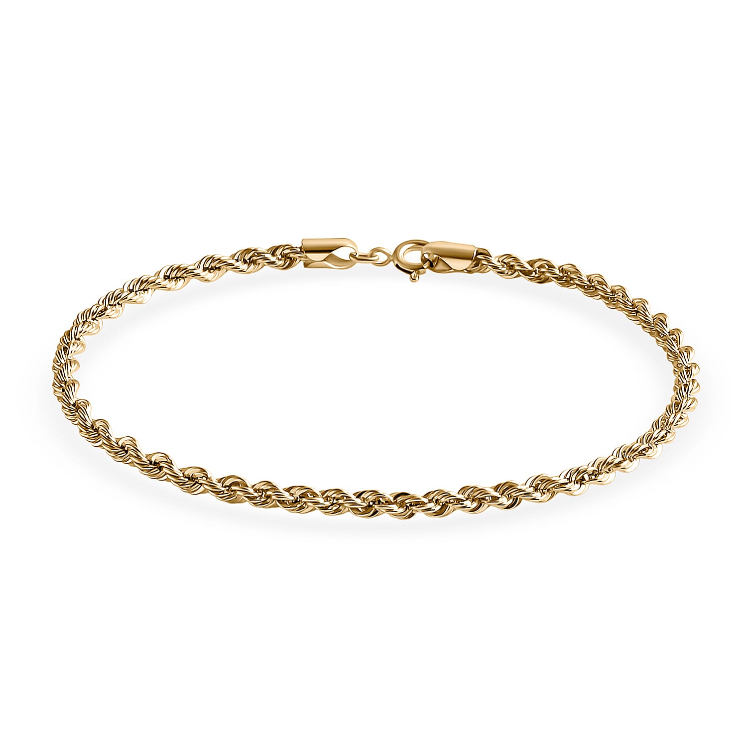 shop lc Rope Chain Bracelet in 10K Yellow Gold (7.25 In) 1.32 Grams