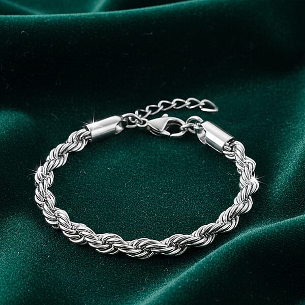 Shop Lc Rope Chain Bracelet In Stainless Steel (7-9In)