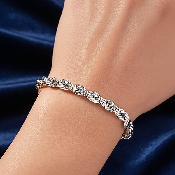 Shop Lc Rope Chain Bracelet In Stainless Steel (7-9In)