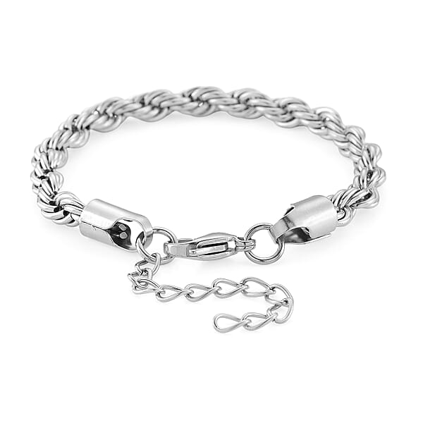 Shop Lc Rope Chain Bracelet In Stainless Steel (7-9In)