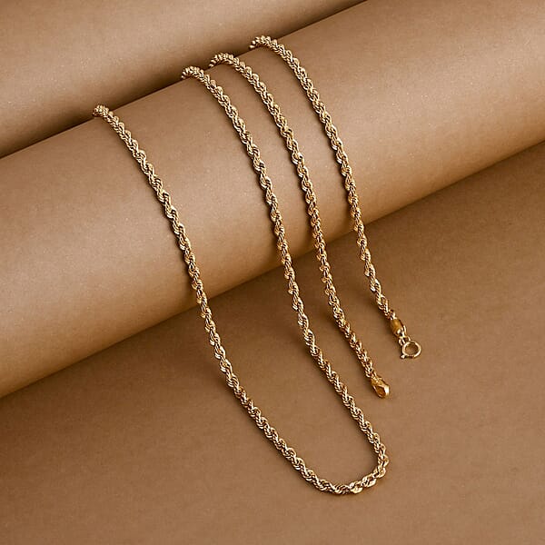 Shop Lc Rope Chain Necklace In 10K Yellow Gold 3.10 Grams 20 Inches