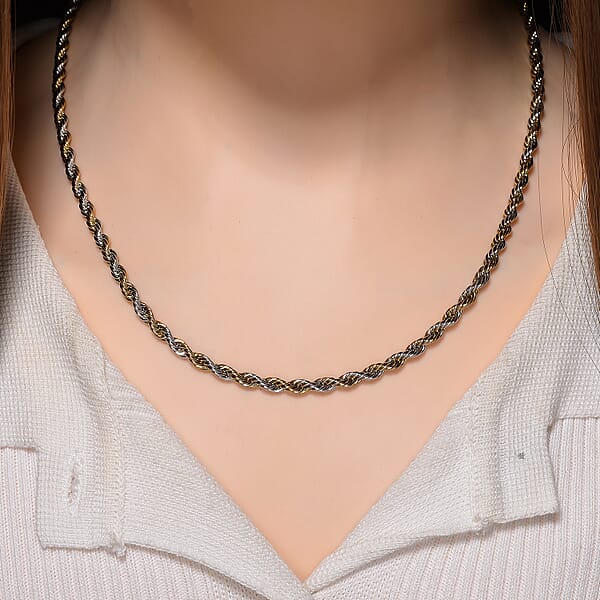 Shop Lc Rope Chain Necklace In ION Plated YG And Stainless Steel 20-22 Inches