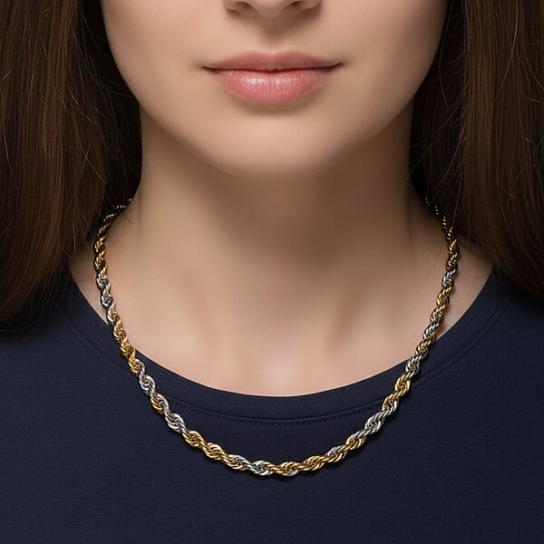 Shop Lc Rope Chain Necklace In ION Plated YG And Stainless Steel 20-22 Inches