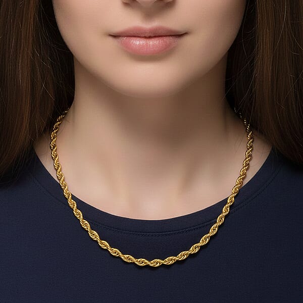 Shop Lc Rope Chain Necklace In ION Plated YG Stainless Steel 20-22 Inches