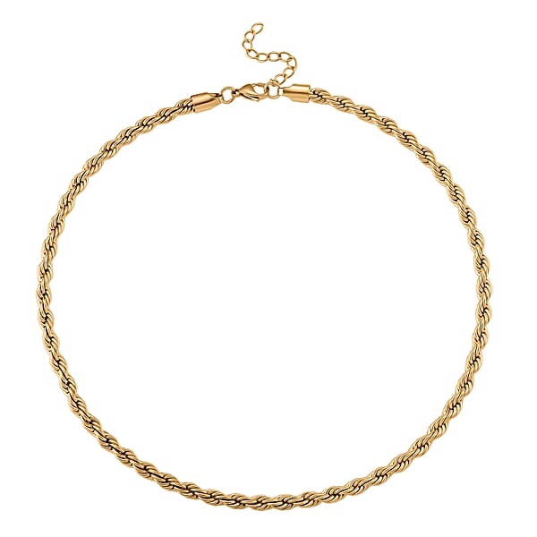 Shop Lc Rope Chain Necklace In ION Plated YG Stainless Steel 20-22 Inches