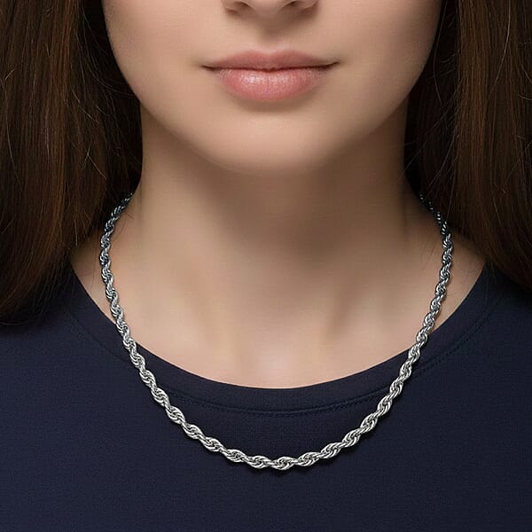 Shop Lc Rope Chain Necklace In Stainless Steel 20-22 Inches