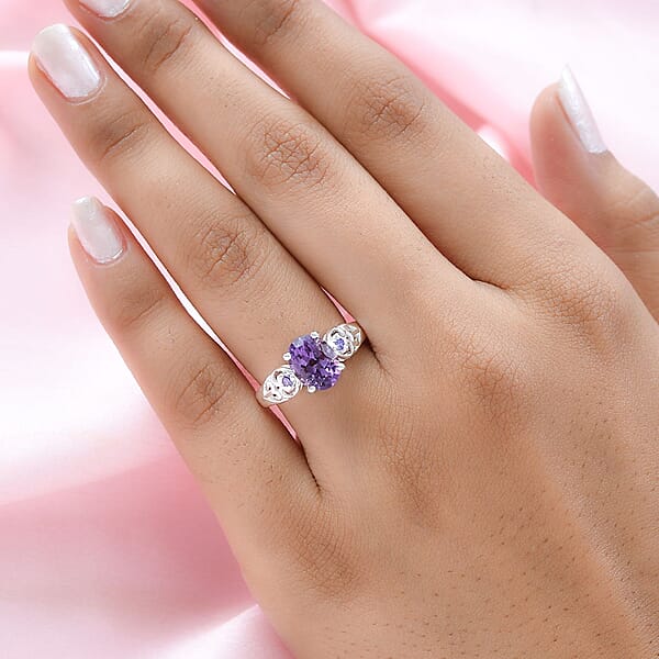 Shop Lc Rose De France Amethyst Simulated Purple Diamond 1.85 Ctw Accent Ring Heart Ring Sterling Silver Ring Birthday Gift