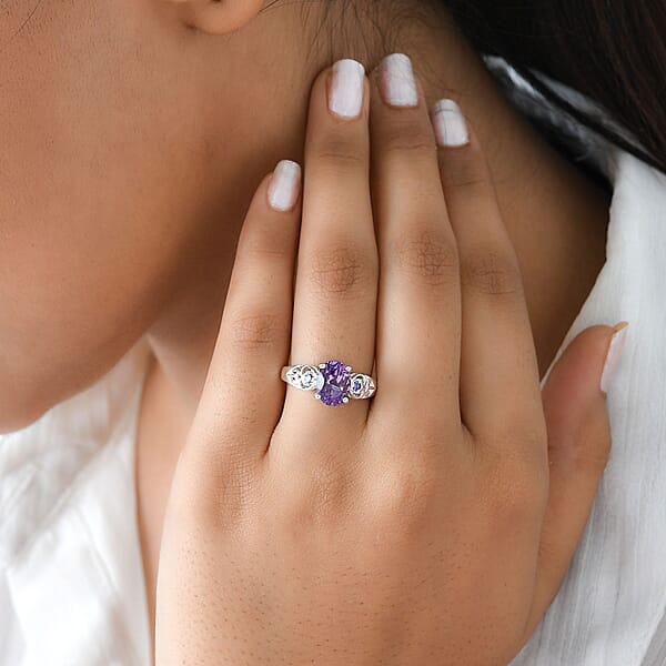 Shop Lc Rose De France Amethyst Simulated Purple Diamond 1.85 Ctw Accent Ring Heart Ring Sterling Silver Ring Birthday Gift