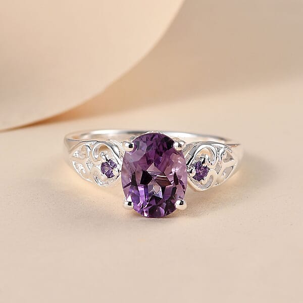Shop Lc Rose De France Amethyst Simulated Purple Diamond 1.85 Ctw Accent Ring Heart Ring Sterling Silver Ring Birthday Gift