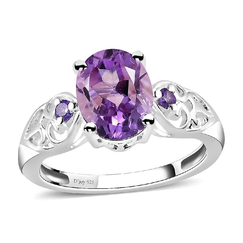 shop lc Rose De France Amethyst Simulated Purple Diamond 1.85 ctw Accent Ring Heart Ring Sterling Silver Ring Birthday Gift