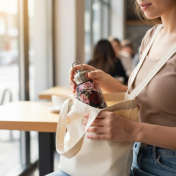 Shop Lc Rose Pattern 260ml Double Wall Stainless Steel Water Bottle