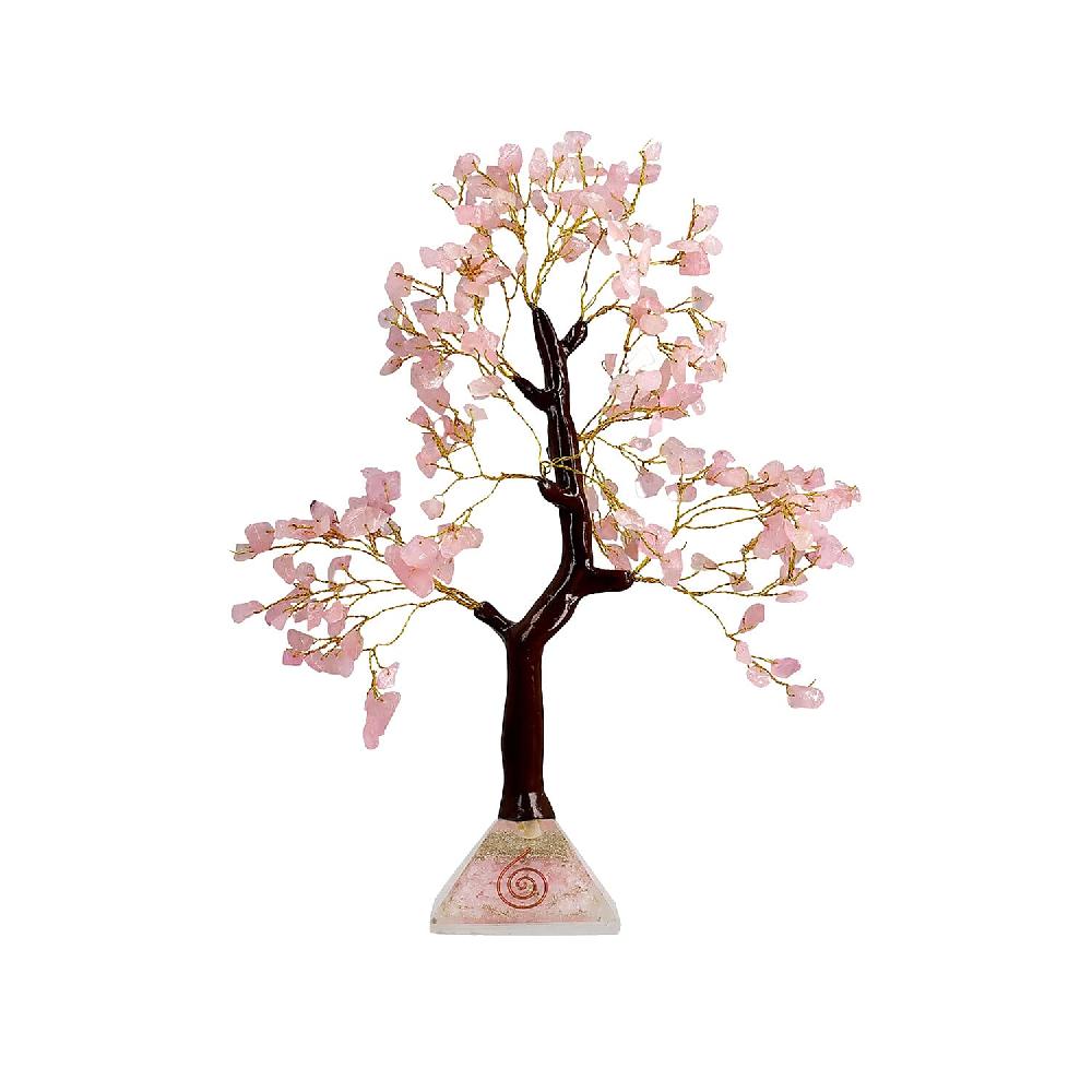 shop lc Rose Quartz Gemstone Tree With Pyramid Orgone Base (Approx. 0.881 lbs)