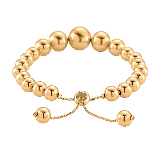 Shop Lc Round Shape Beaded Chain Bracelet In Goldtone (6-9In)