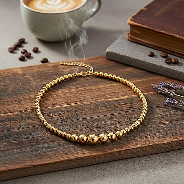 Shop Lc Round Shape Beaded Chain Necklace In Goldtone 20-22 Inches